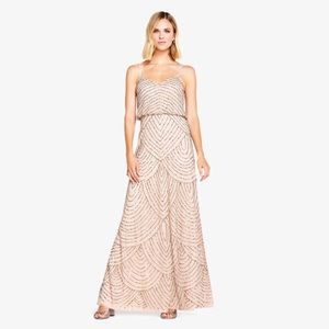 Adriana Papell BEADED GOWN IN TAUPE PINK Size 8